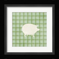 Farm Pig on Plaid Framed Print