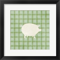Farm Pig on Plaid Framed Print