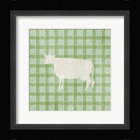 Farm Cow on Plaid Framed Print