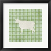 Farm Cow on Plaid Framed Print