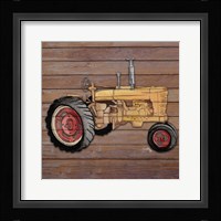 Tractor on Wood I Framed Print