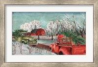 Winter Time on the Farm with Lights Fine Art Print