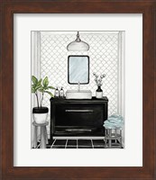 Modern Black and White Bath II Fine Art Print