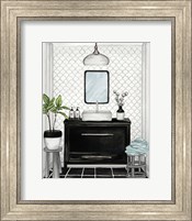 Modern Black and White Bath II Fine Art Print