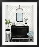 Modern Black and White Bath II Fine Art Print