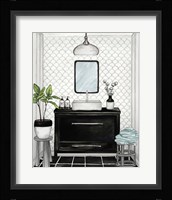 Modern Black and White Bath II Fine Art Print