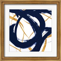 Navy with Gold Strokes I Fine Art Print