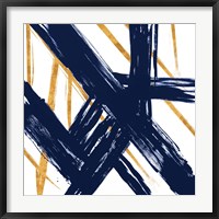 Navy with Gold Strokes III Fine Art Print