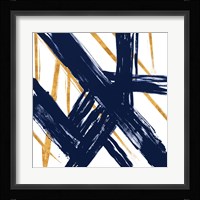 Navy with Gold Strokes III Fine Art Print