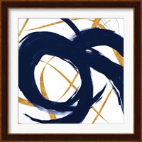 Navy with Gold Strokes II Fine Art Print