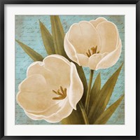 Morning Tulips on Blue II Fine Art Print