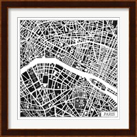 Paris Map Black Fine Art Print