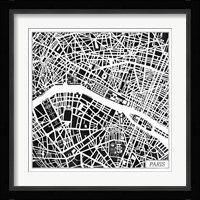 Paris Map Black Fine Art Print