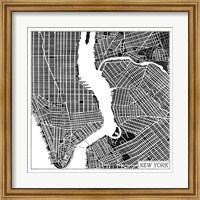 New York Map Black Fine Art Print