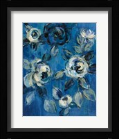 Loose Flowers on Blue I Framed Print