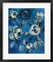 Loose Flowers on Blue I Framed Print