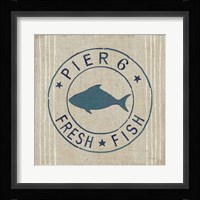 Floursack Nautical VIII Fish Burlap Framed Print