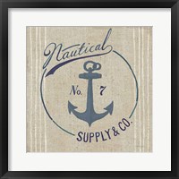 Floursack Nautical IX Burlap Framed Print