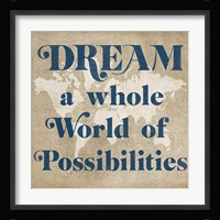 Burlap World Map II Framed Print