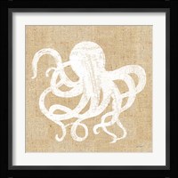 Driftwood Coast IV White Burlap Framed Print