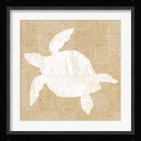 Driftwood Coast III White Burlap Framed Print