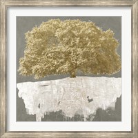 Golden Tree on Grey Fine Art Print