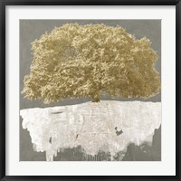 Golden Tree on Grey Fine Art Print