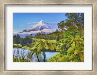 Taranaki Mountain and Lake Mangamahoe, New Zealand Fine Art Print