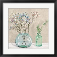 Floral Setting with Glass Vases I Framed Print