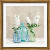Floral Setting with Glass Vases II Fine Art Print