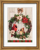 Christmas Cardinal Wreath Fine Art Print