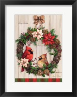 Christmas Cardinal Wreath Fine Art Print