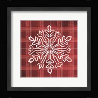 Red Plaid Snowflakes Framed Print