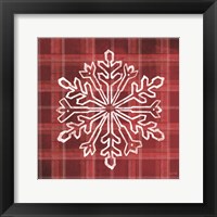 Red Plaid Snowflakes Framed Print