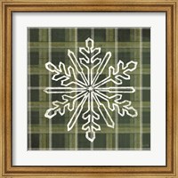 Green Plaid Snowflakes Fine Art Print