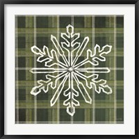 Green Plaid Snowflakes Fine Art Print