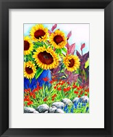 Sunflowers in Blue Vase Fine Art Print