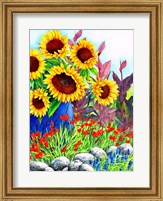 Sunflowers in Blue Vase Fine Art Print