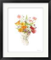 Farmhouse Floral V White Framed Print