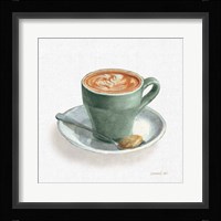 Wake Up Coffee II Linen Sage Framed Print