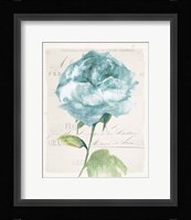 Antique Floral II Blue Vintage Framed Print