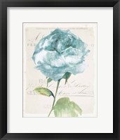 Antique Floral II Blue Vintage Framed Print
