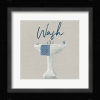 Cottage Bath I Gray Framed Print
