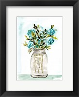 Blue Floral Mason Jar Fine Art Print