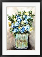 Blue & Yellow Floral Mason Jar Fine Art Print