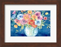 Bright Poppies Vase Navy Fine Art Print