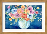 Bright Poppies Vase Navy Fine Art Print