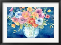 Bright Poppies Vase Navy Fine Art Print