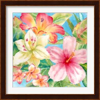Tropical Island Florals square Fine Art Print