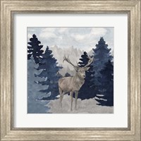 Blue Cliff Mountains scene II-Deer Fine Art Print